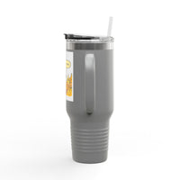 40oz Insulated Travel Mug — 'This Is Fine' Fire Dog Cartoon Design