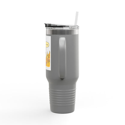 40oz Insulated Travel Mug — 'This Is Fine' Fire Dog Cartoon Design
