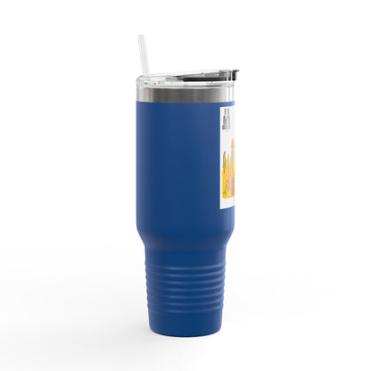 40oz Insulated Travel Mug — 'This Is Fine' Fire Dog Cartoon Design