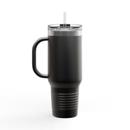 40oz Insulated Travel Mug — 'This Is Fine' Fire Dog Cartoon Design