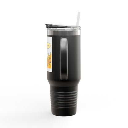 40oz Insulated Travel Mug — 'This Is Fine' Fire Dog Cartoon Design