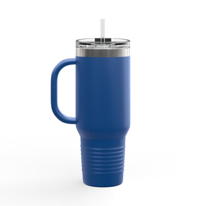 40oz Insulated Travel Mug — 'This Is Fine' Fire Dog Cartoon Design