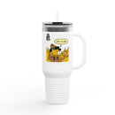 40oz Insulated Travel Mug — 'This Is Fine' Fire Dog Cartoon Design