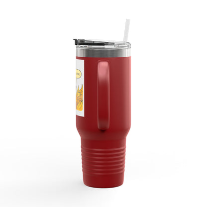 40oz Insulated Travel Mug — 'This Is Fine' Fire Dog Cartoon Design