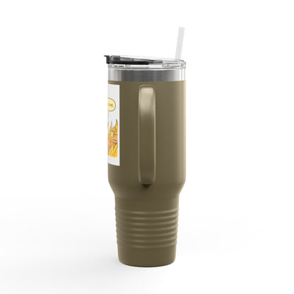 40oz Insulated Travel Mug — 'This Is Fine' Fire Dog Cartoon Design