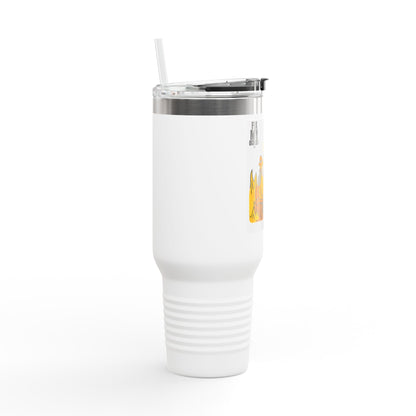 40oz Insulated Travel Mug — 'This Is Fine' Fire Dog Cartoon Design
