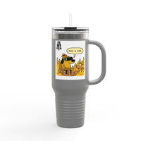 40oz Insulated Travel Mug — 'This Is Fine' Fire Dog Cartoon Design