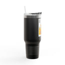 40oz Insulated Travel Mug — 'This Is Fine' Fire Dog Cartoon Design