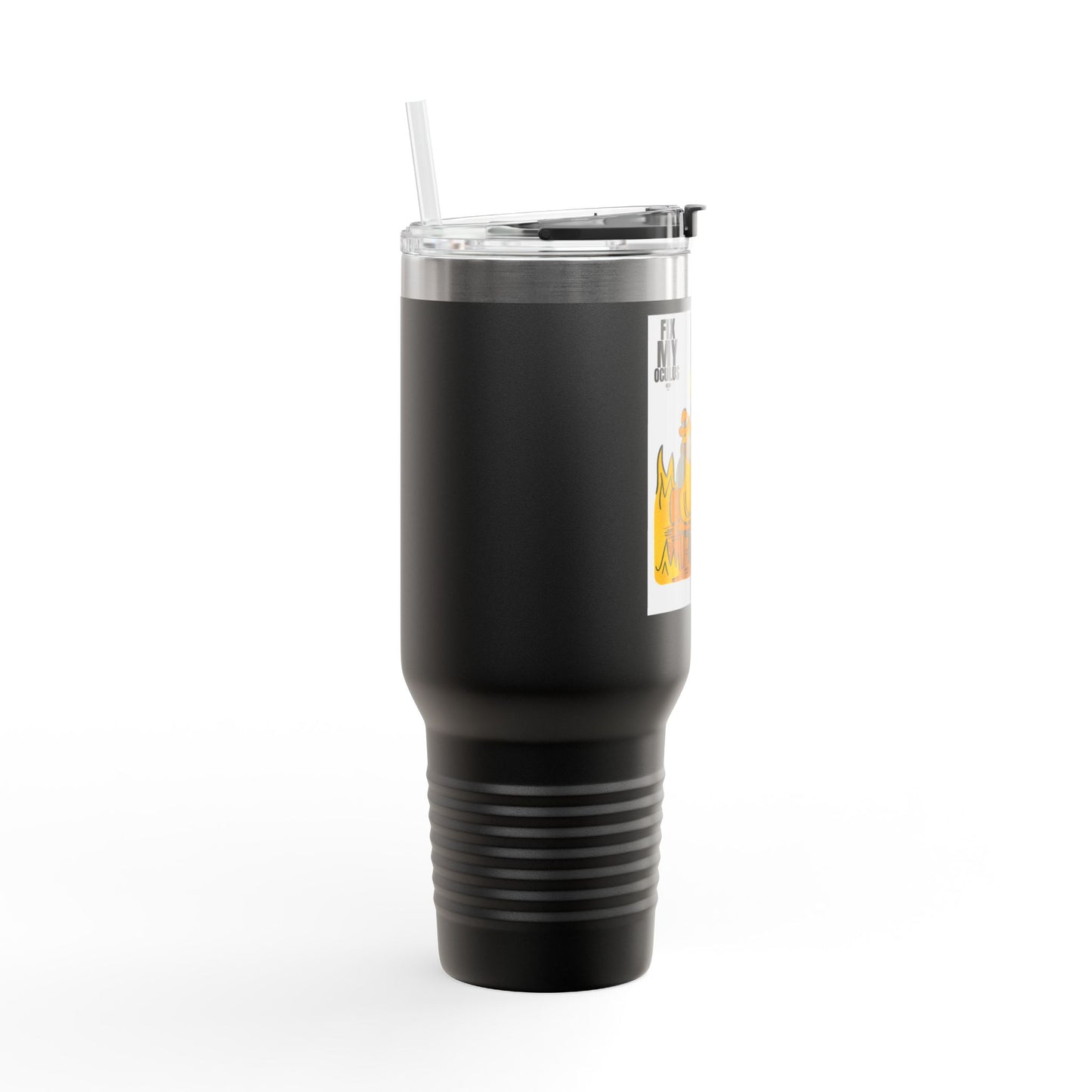 40oz Insulated Travel Mug — 'This Is Fine' Fire Dog Cartoon Design