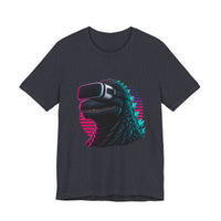 Synthwave Godzilla VR Tee, Retro Neon Dino Gamer Graphic Shirt