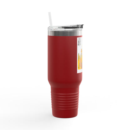 40oz Insulated Travel Mug — 'This Is Fine' Fire Dog Cartoon Design