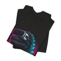 Synthwave Godzilla VR Tee, Retro Neon Dino Gamer Graphic Shirt