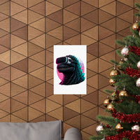 Synthwave Godzilla VR Poster, Retro Neon Kaiju Gamer Wall Art