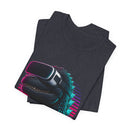 Synthwave Godzilla VR Tee, Retro Neon Dino Gamer Graphic Shirt