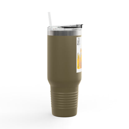 40oz Insulated Travel Mug — 'This Is Fine' Fire Dog Cartoon Design