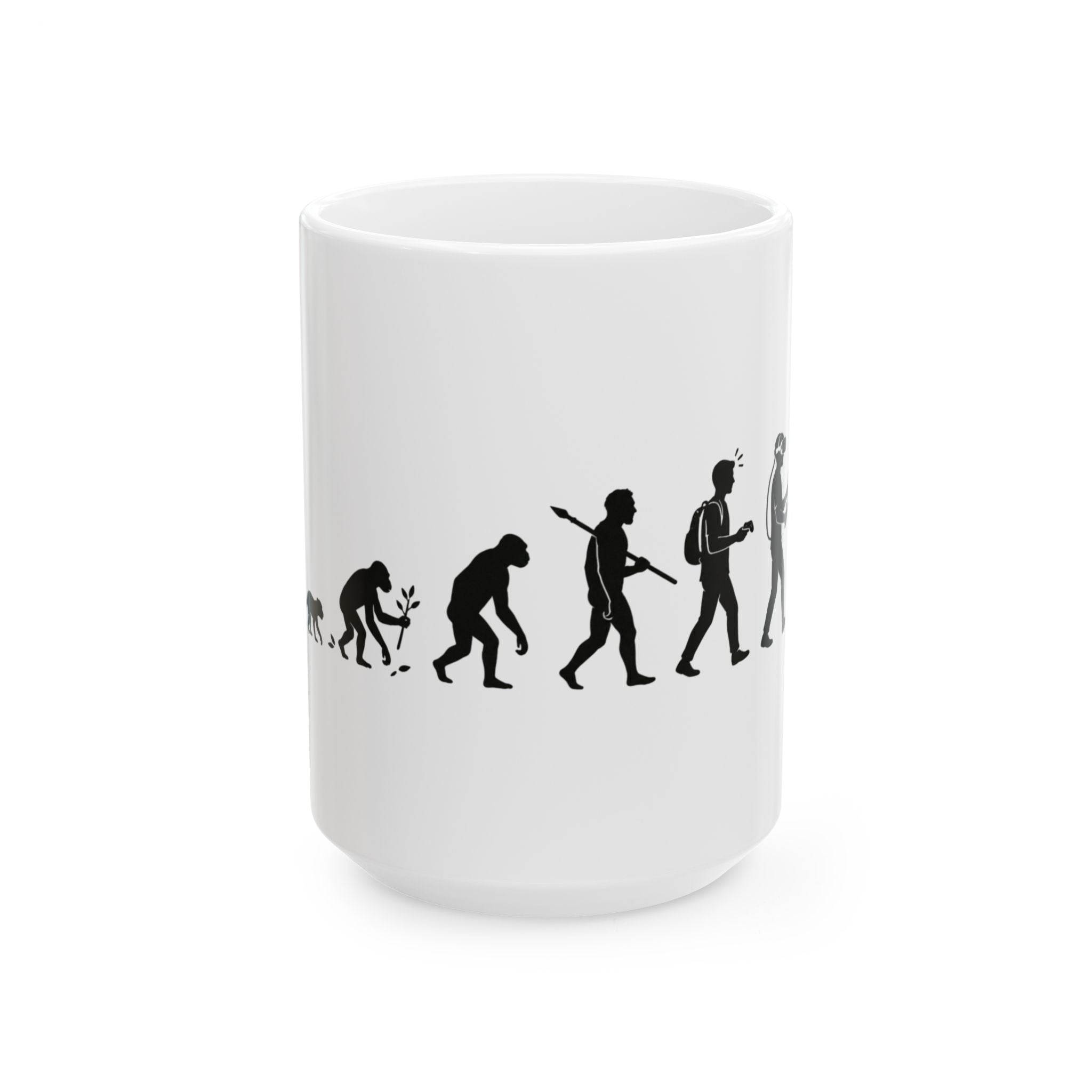 Evolution of VR Gamer 11oz Mug, Funny Ascent of Man Coffee Cup