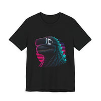 Synthwave Godzilla VR Tee, Retro Neon Dino Gamer Graphic Shirt