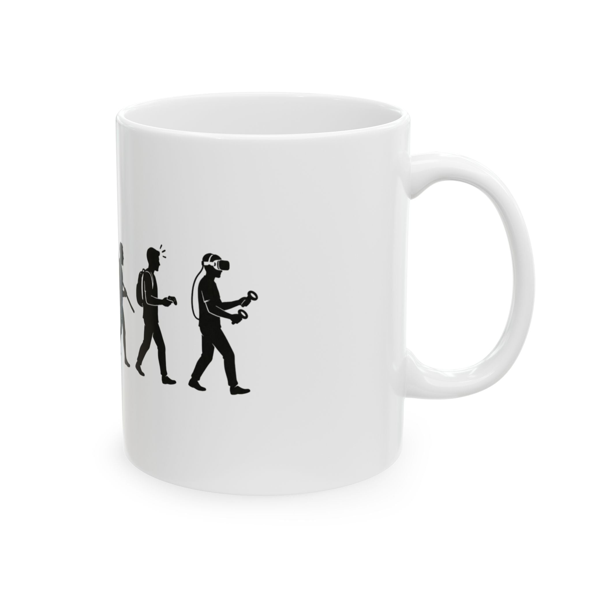 Evolution of VR Gamer 11oz Mug, Funny Ascent of Man Coffee Cup