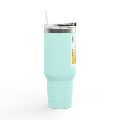 40oz Insulated Travel Mug — 'This Is Fine' Fire Dog Cartoon Design